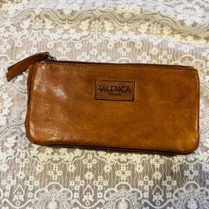 VILENCA Holland Tan Leather Wristlet Clutch